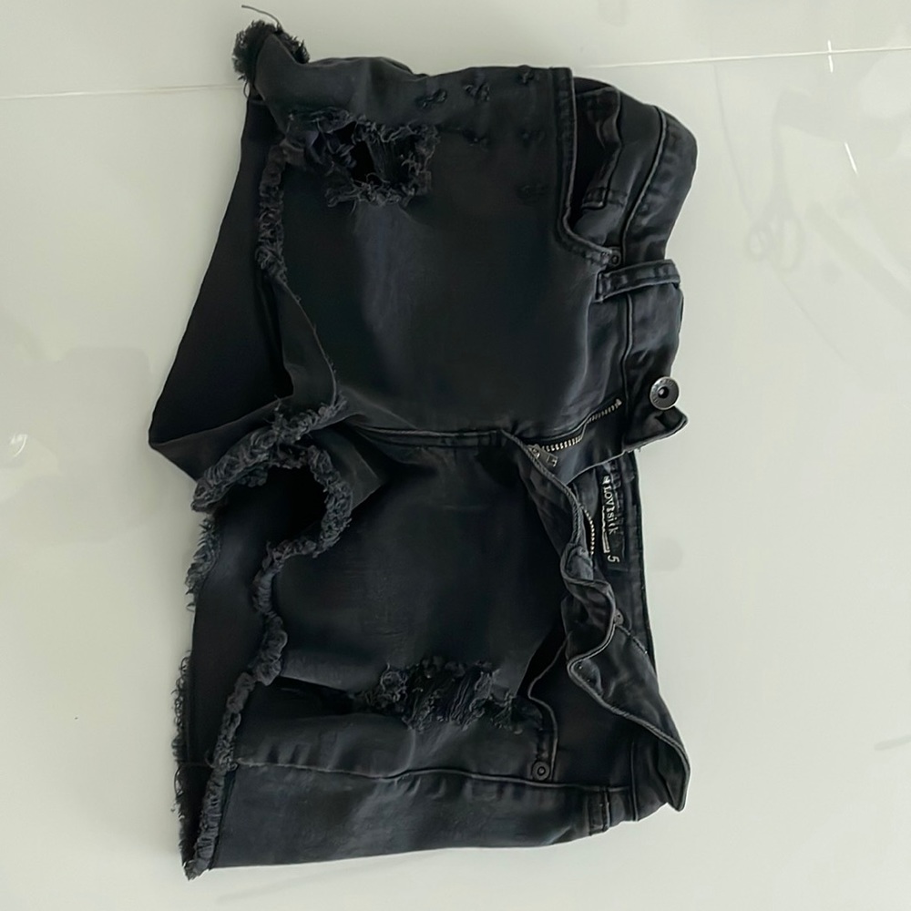 Black Distressed Lovesick short shorts